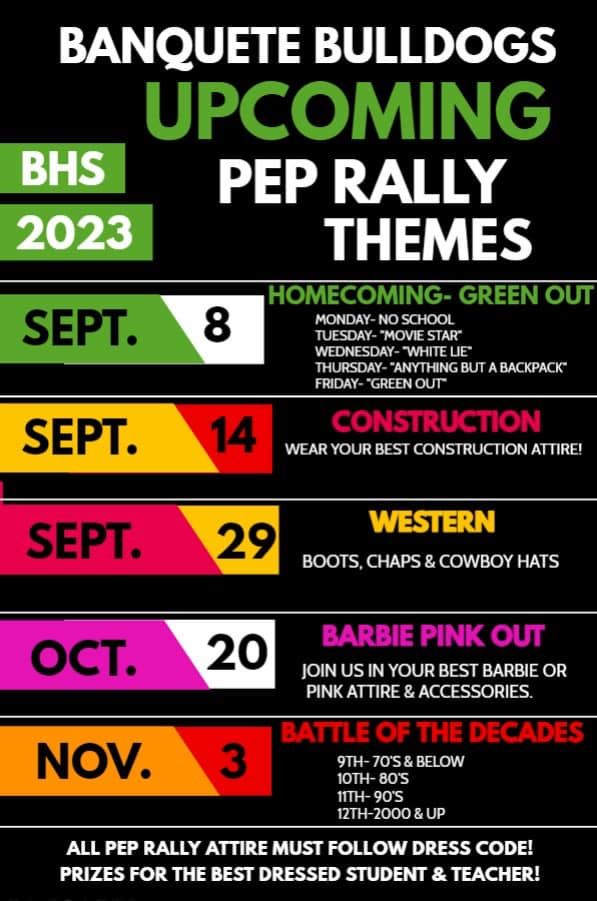 BHS PEP RALLY SCHEDULE